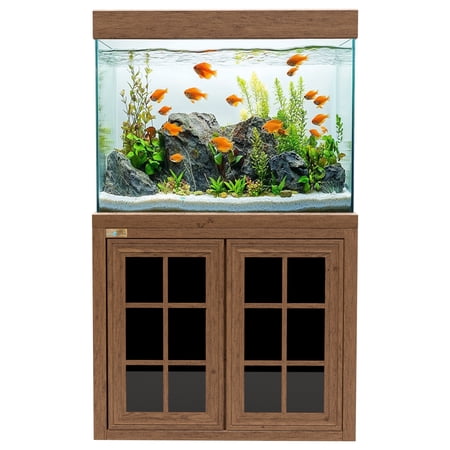 100 Gallon Tempered Glass Aluminum Aquarium Fish Tank in Darkwood Color