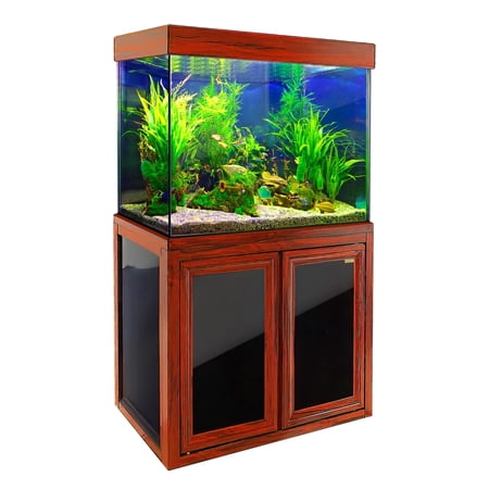 100 Gallon Tempered Glass Aquarium Fish Tank in Redwood Color