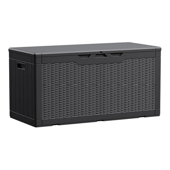 100 Gallon Waterproof Large Resin Indoor Outdoor Lockable Storage Container for Patio Furniture Cushions Garden Tools (100 Gallon, Black)