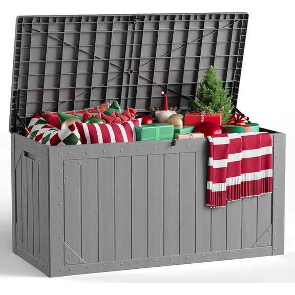 Hemoton Waterproof PP Outdoor Storage Container Grey Heavy Duty Pool Organizer