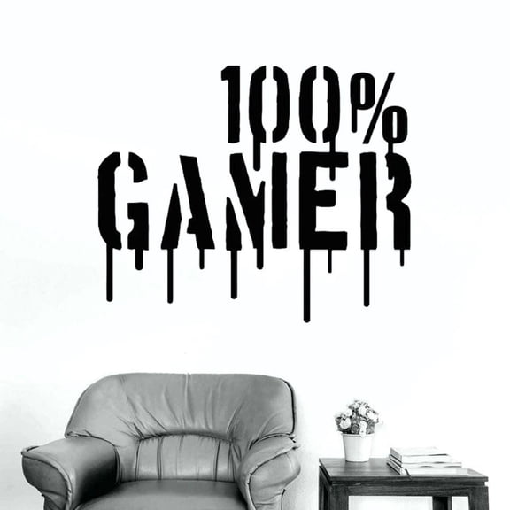 100 % Gamer Cool Boys Wall Stickers Home Decor Living Room Art Wallpaper Vinyl Kids Room Decoration Removable 42x34cm