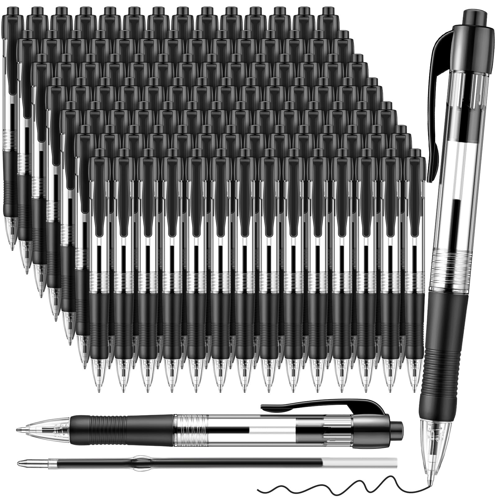 100 Gel Ink Pens Retractable Ballpoint Medium Point 1.0 Mm Smooth Writing Click For Journal Office Home(black Ink)