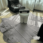Soft Grey Color Dyed Cowhide Rug, 6x7 ft, Genuine Leather, Natural Cowhide for Modern & Rustic Decor