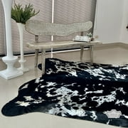 100% Genuine Leather Cowhide Rug in Authentic Black and White  | Medium 5' x 7' | Best Price Guaranteed.