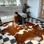 Authentic Brown And White Cowhide Rug, 5x7 ft, Genuine Leather, Natural Cowhide for Modern & Rustic Decor