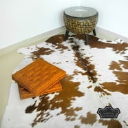 Genuine Cowhide Rug - Natural Brindle Cow Hide, Real Leather Area Rug For Living Room, Bedroom - Rustic Home Decor