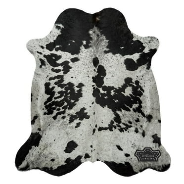 100% Genuine Leather Cowhide Rug in Chromatic Black & White | Medium 5' x 7'| Best Price Guaranteed