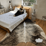 Light Brindle Cowhide Rug, 6x8 ft, Genuine Leather, Natural Cowhide for Modern & Rustic Decor