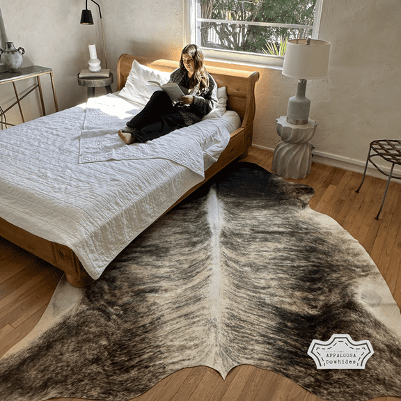 Light Brindle Cowhide Rug, 5x7 ft, Genuine Leather, Natural Cowhide for Modern & Rustic Decor