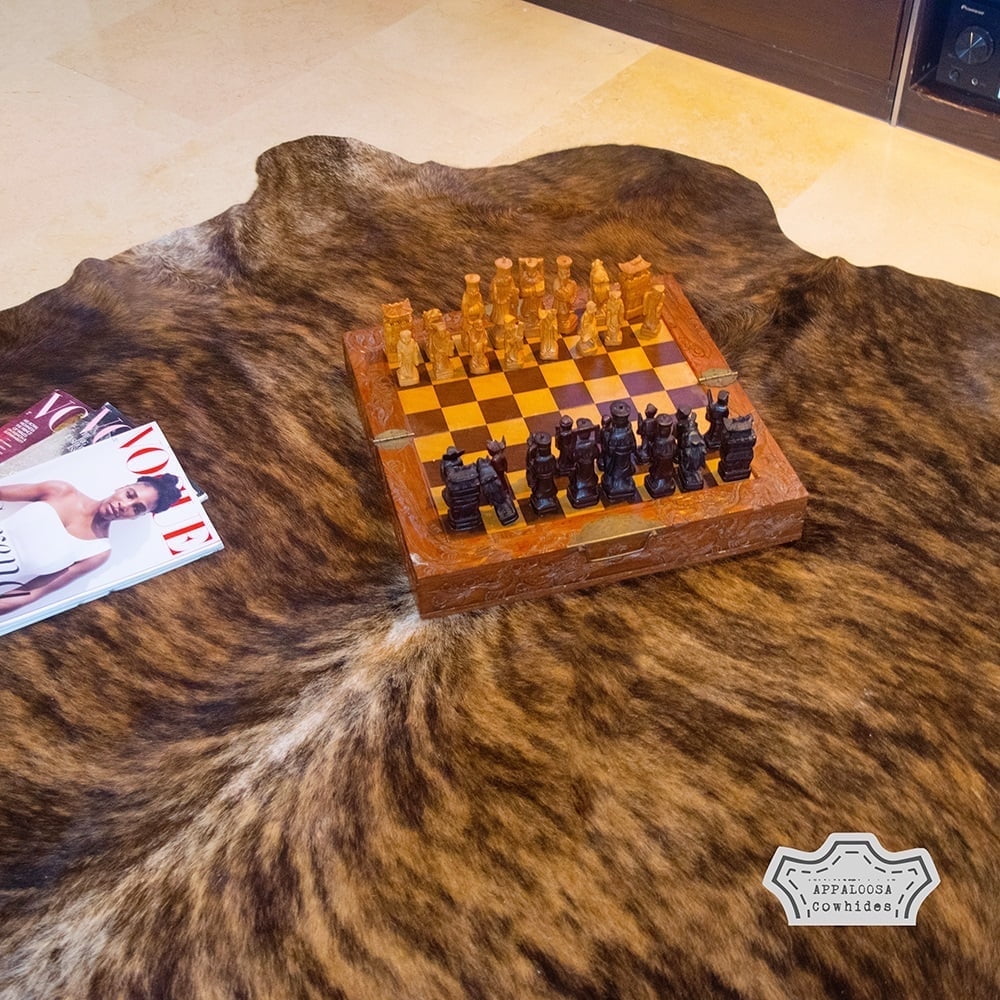 Large Brindle Cowhide Rug with Suede Backing