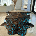 thumbnail image 1 of Turquoise Devore On Brindle Cowhide Rug, 6x7 ft, Genuine Leather, Natural Cowhide for Modern & Rustic Decor, 1 of 6