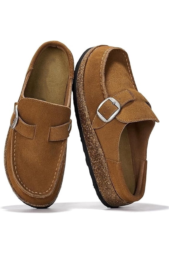 100% Genuine Leather Moccasin-Style Clogs for Women - Memory Foam and Water Resistant Mules Slip-on - Non-Slip and Durable Clogs Casual Shoes for Women Footwear(Size: 9)