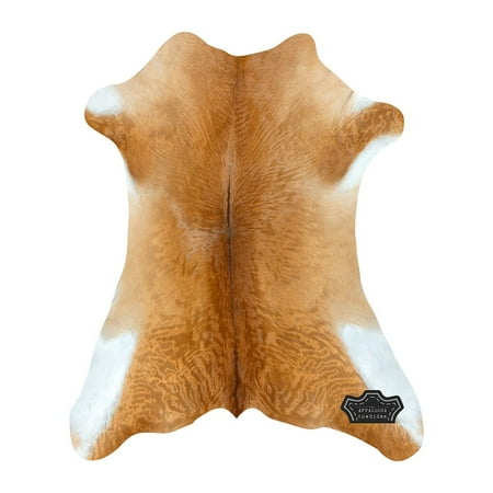 Caramel Calf hide Rug, 3x2 ft, Genuine Leather, Natural Cowhide for Modern & Rustic Decor
