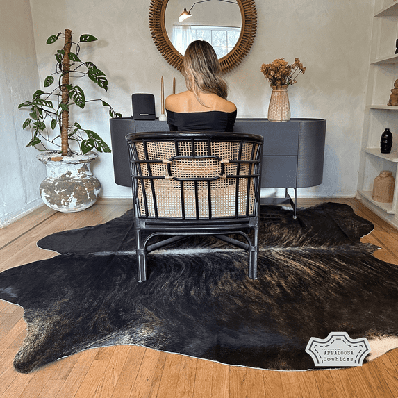 Appaloosa Cowhides Dark Brindle Cowhide Rug, 5 ft x 7 ft, genuine leather hair on hide for modern and rustic decor