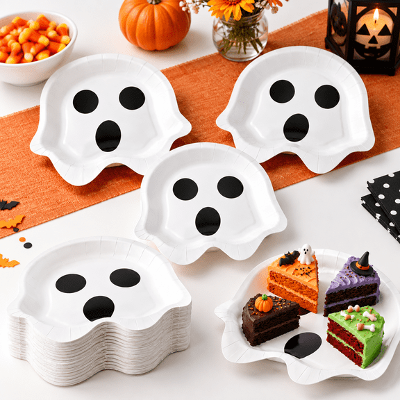 100 Ghost Shape Plate Disposable Party Paper Plates