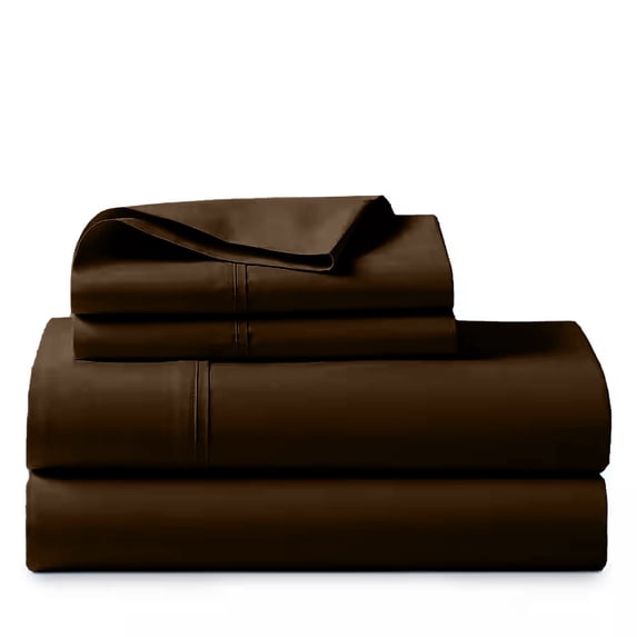 ABORN 100% Giza Egyptian Cotton 600 Thread Count 4 PC Bedsheet - Chocolate, Alaskan King 15" Deep Pocket