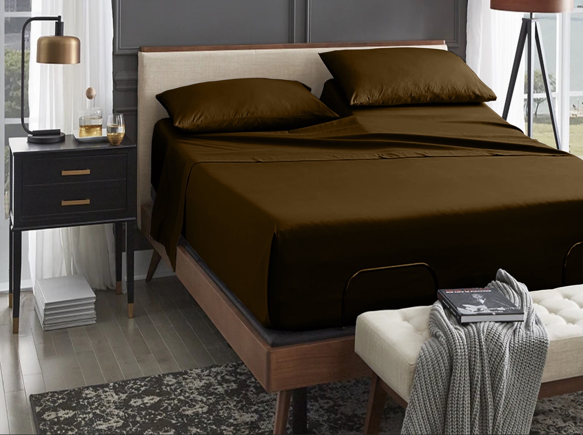 100 Giza Egyptian Cotton bedsheet, 400ThreadCount, 4 PC Set Plain