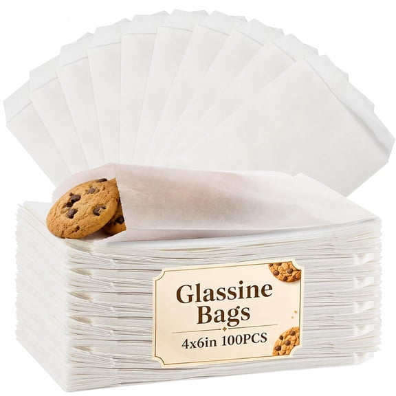 100 Glassine Wax Paper Bags - 4x6" Glassine Envelopes Wax Paper Sandwich Food French Fry Bags Individual Cookie Sleeves Cake Slices Soap Bars Packaging Treat Bags Desserts Baked Goods Wrappers