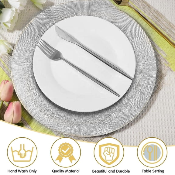 100 Golden Retro Charger Plates 13 Inch - Plastic Banquet Trays for Holiday Dining & Event Centerpieces
