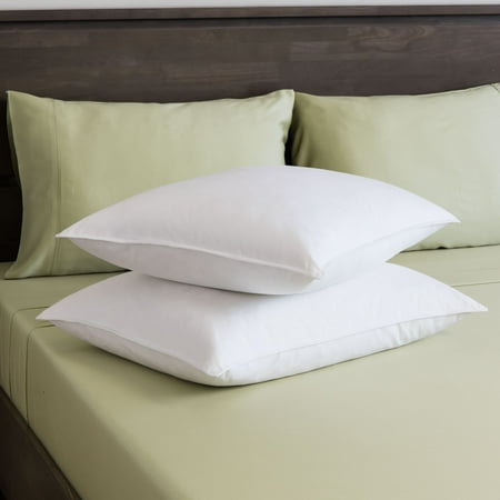 100% Goose Feather Pillow 100% Cotton Shell, 2 Pack Jumbo Size Pillows