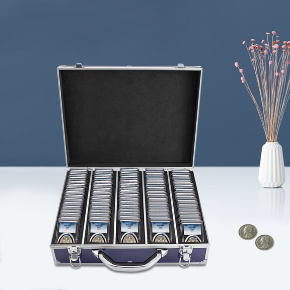 100 Graded Certified Coin Slab Aluminum Storage Travel Box Protector Case Blue 16.5*12.5*4.5