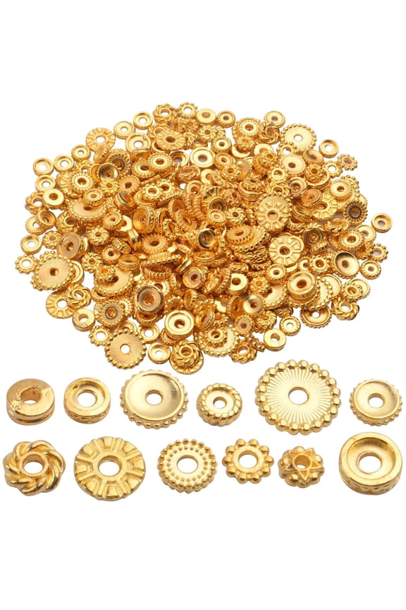 100 Gram Gold Spacer Beads Jewelry Bead Charm Spacers Alloy Spacer Beads for Jewelry Making DIY Bracelets Necklace and Crafting, (About 170-300pcs)