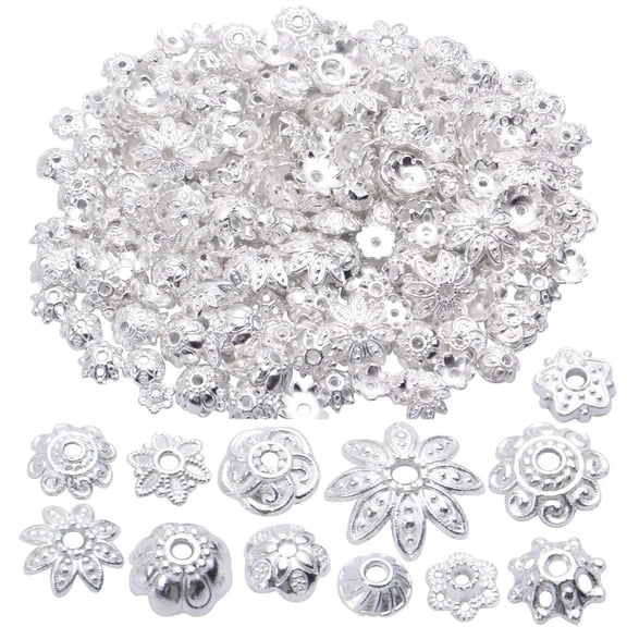 100 Gram Silver Bead Caps Metal Spacers Jewelry Findings Accessories for Bracelet Necklace Jewelry Making,(About 180-350pcs)