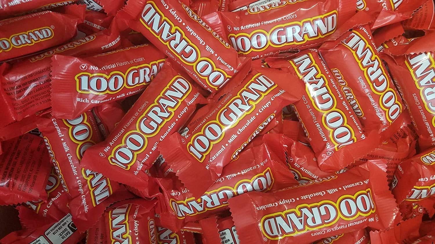 100 Grand Milk Chocolate Candy Bars, Full & Fun Size Bulk Individually Wrapped, Perfect Easter Egg Basket Stuffers Candy, A Tasty and Thoughtful Gift-5 lb