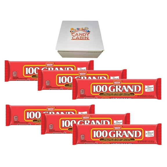 100 Grand Milk Chocolate Candy Bars, Full Size Individually Wrapped Ferrero Candy by CANDY CABIN 6 Pack