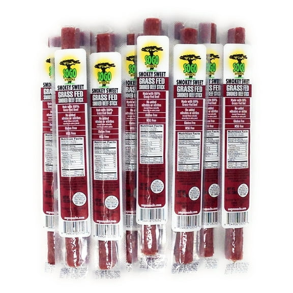 100% Grass-Fed, Paleo, Whole30 and Keto Friendly Beef Sticks: MSG, Gluten and Soy Free, Never Given Antibiotics or Hormones (Smokey Sweet Flavor, 144-Count, 1-oz Stick)