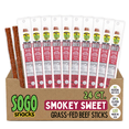 thumbnail image 1 of Smokey Sweet, Sogo Snacks, Grass Fed Beef Sticks. No Artificial Nitrates, Nuts or MSG. Gluten, Soy, Dairy Free Beef Jerky. Low Calorie High Protein Meat Stick. Paleo & Keto Snack (24 Cnt), 1 of 8
