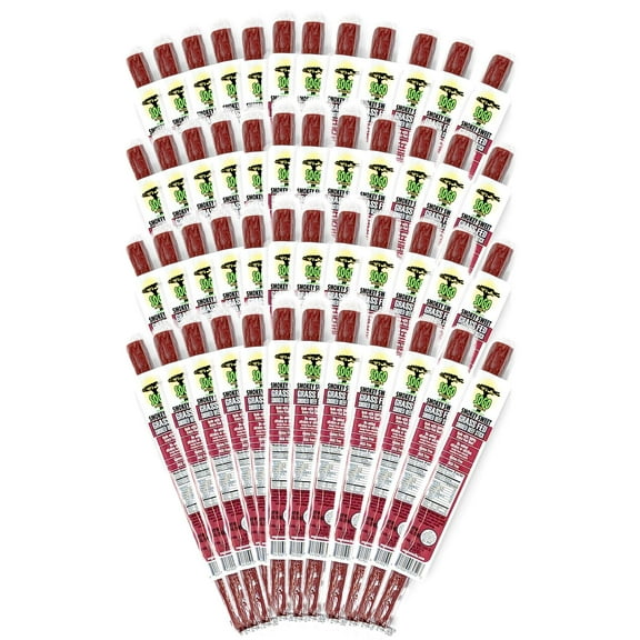 100% Grass-Fed, Paleo, Whole30 and Keto Friendly Beef Sticks: MSG, Gluten and Soy Free, Never Given Antibiotics or Hormones (Smokey Sweet Flavor, 48-Count, 1-oz Stick)