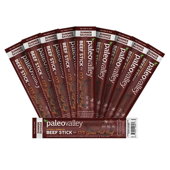 100% Grass Fed Summer Sausage Beef Sticks - Delicious Gluten Free Beef Snack - High Protein Keto Friendly