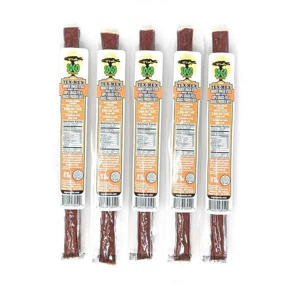 100% Grass fed & finished, Paleo, Whole30 and Keto Friendly Beef Sticks: No Added Sugar, Nitrites, MSG, Gluten or Soy. Never Given Antibiotics or Hormones (Tex-Mex Flavor, 144-Count, 1-oz Stick)