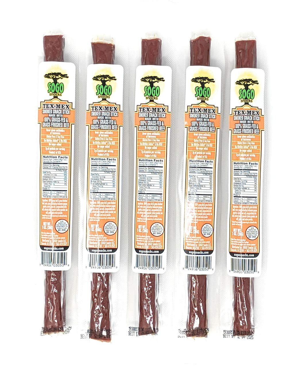 100% Grass fed & finished, Paleo, Whole30 and Keto Friendly Beef Sticks: No Added Sugar, Nitrites, MSG, Gluten or Soy. Never Given Antibiotics or Hormones (Tex-Mex Flavor, 72-Count, 1-oz Stick)