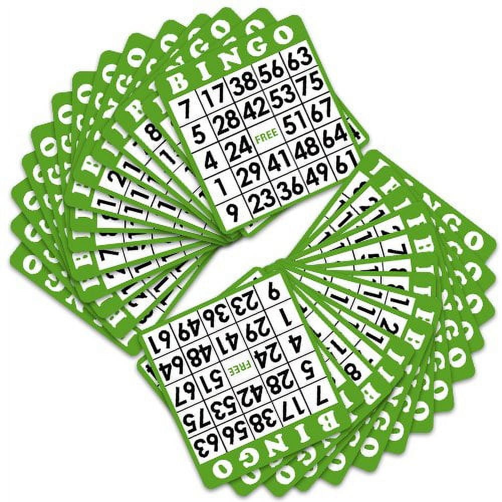 100 Green Bingo Cards with Jumbo Numbers by Royal Bingo Supplies