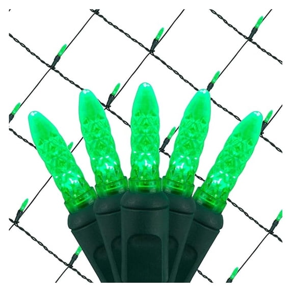 100 Green LED Net Lights, 4 x 6 ft Green Wire Outdoor Holiday Bush & Hedge Lighting for Christmas Displays, Grade
