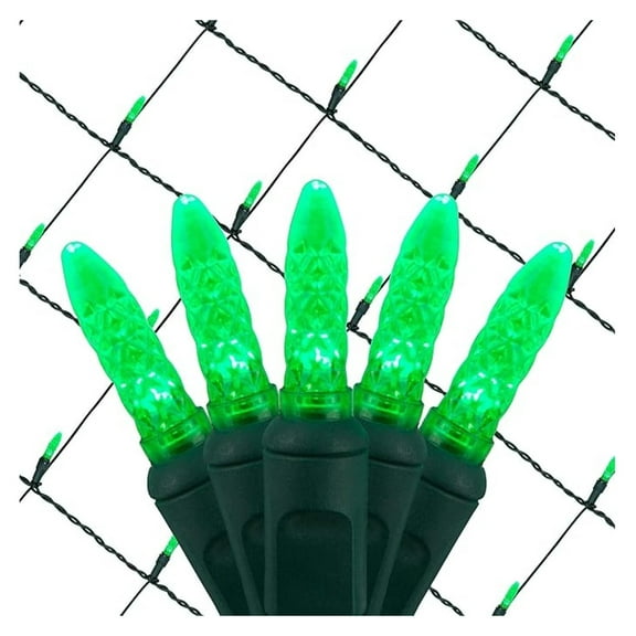 100 Green LED Net Lights, 4 x 6 ft Green Wire Outdoor Holiday Bush & Hedge Lighting for Christmas Displays, Grade