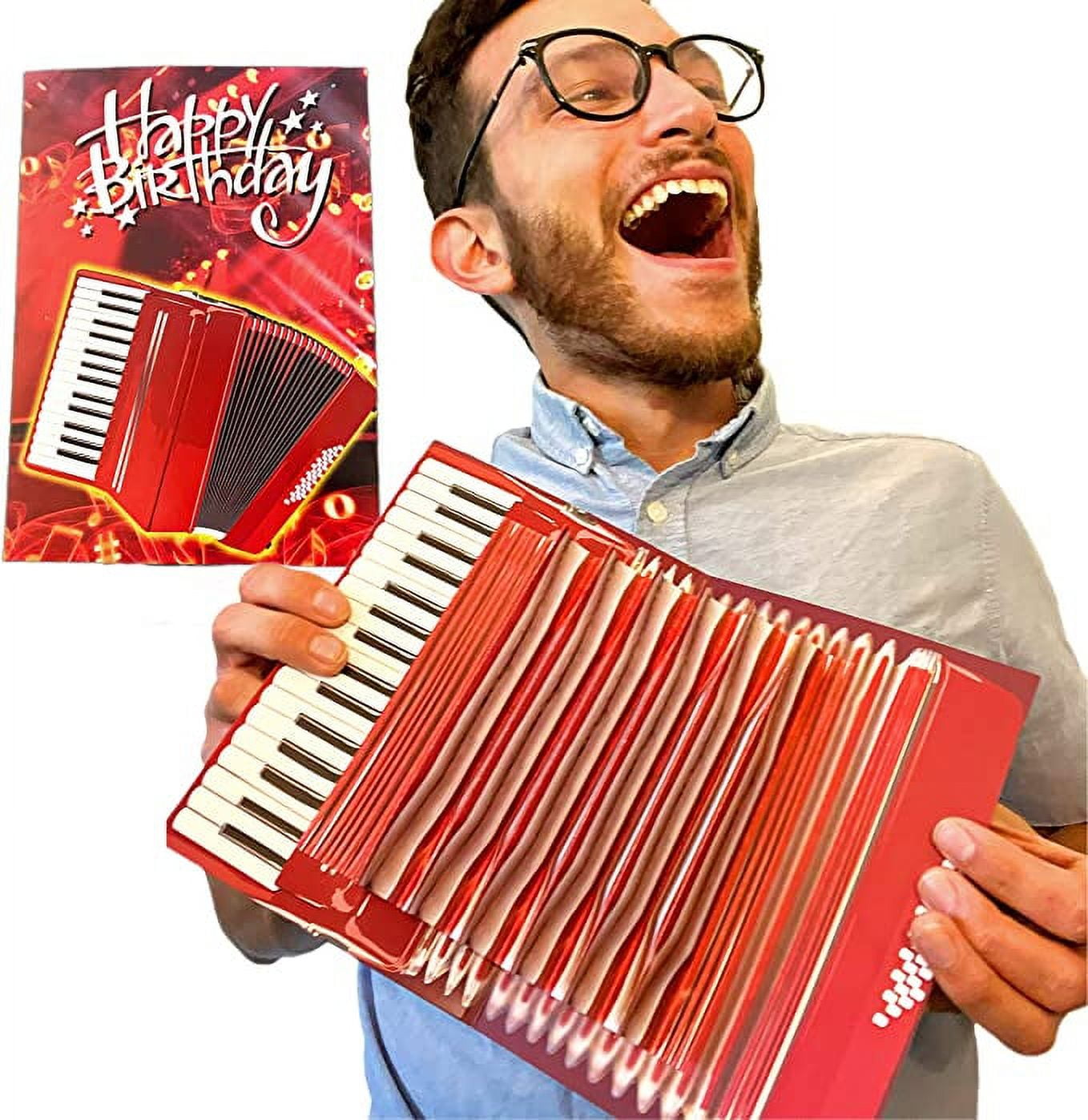 100 Greetings INTERACTIVE Accordion Birthday Card – Open/Close to Play “Happy Birthday” - Music Gifts for Men, Gifts for Musicians, Birthday Card for Kids, Men & Women, Birthday Pop Up Card, Greeting
