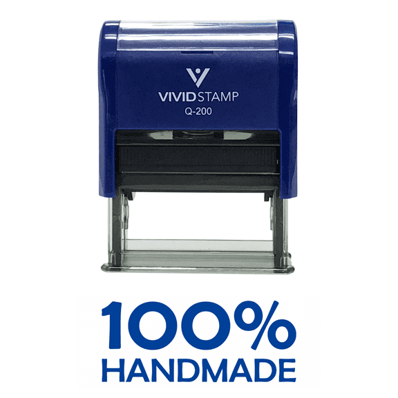 100% HANDMADE Self Inking Rubber Stamp (Blue Ink) - Medium