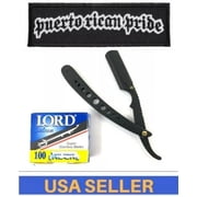 100 HOJAS LORD NEGRA BARBERO Afeitado RECTA NAVAJA CLASICA CORTE GARGANTA PLEGABLE SALON