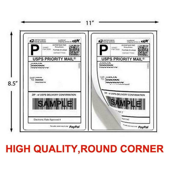 100 Half Sheet Address Mailing Labels Self Adhesive Shipping Label 8.5 x 5.5 50 sheets