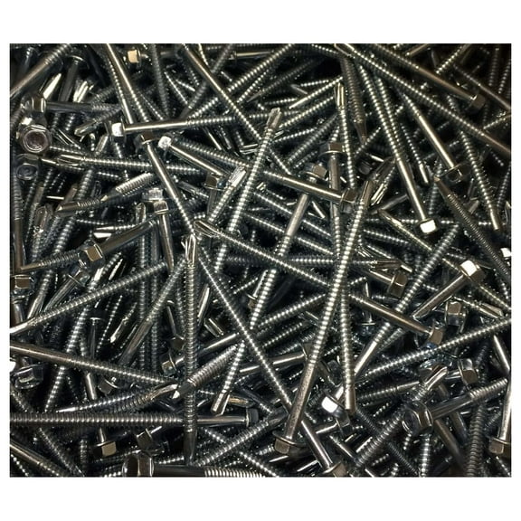 (100) Hex Washer Head 1/4 x 4 Self-Drilling Tek Screw IHW N.14
