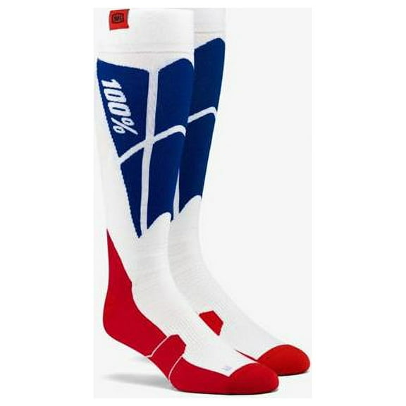 100% Hi Side Riding Socks (Small - Medium, White/Blue)