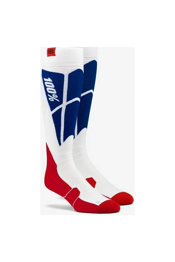 100% Hi Side Riding Socks (Small - Medium, White/Blue)