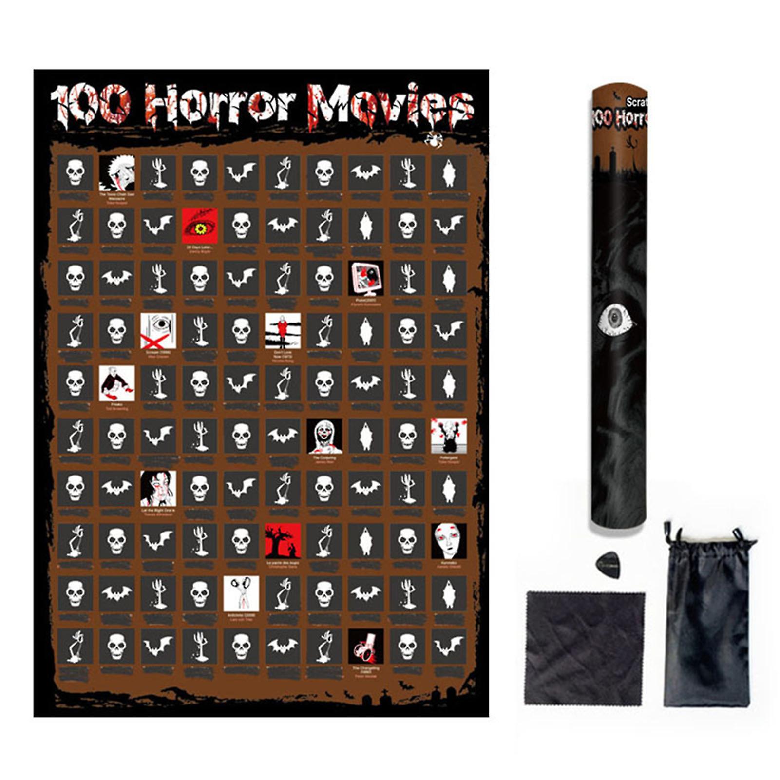 100 Horror Movies Scratch Off Poster For Halloween Must See Movie