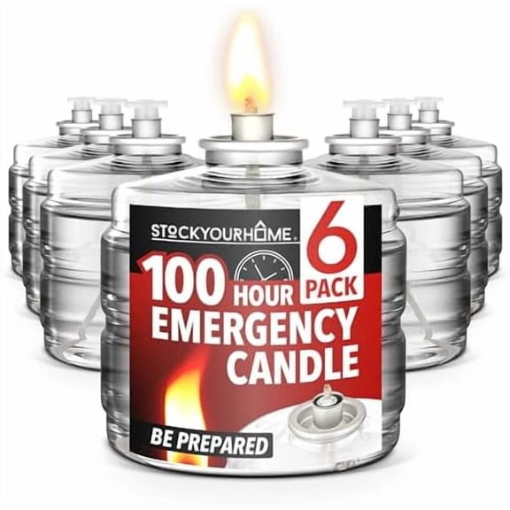 100 Hour Candle Pack of 6, Emergency Candles for Power Outages, Hurricane Storm Survival, and Camping, Liquid Long Burning Candles, Bulk Emergency Candle Supplies$$