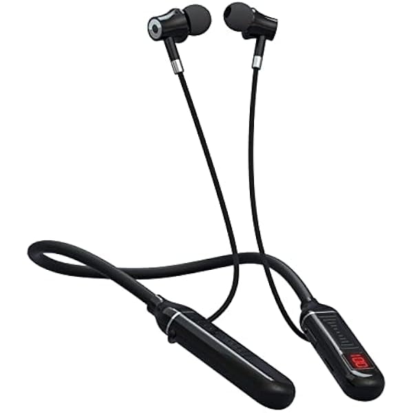 100 Hours Playtime Neckband Bluetooth Headphones with Digital Display, in Ear Wireless Earphones with Microphone, Game Mode, USB-C Fast Charging, for Workout Running Sport Work