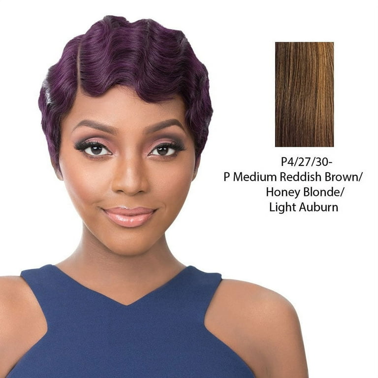 100 Human Hair Full Wig Side Lace Part Streaked blend of medium brown strawberry blonde and light auburn Walmart