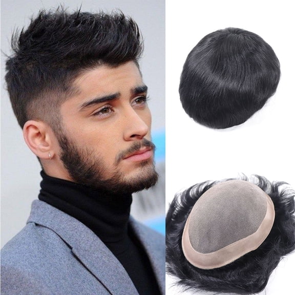 100% Human Hair Toupee for Mens Hair Capillary Prothesis Durable Mono Lace Male Wig Replacement System Hairpiece Unit